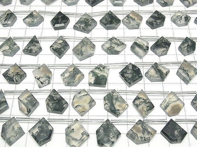 [Video] Moss Agate AAA Rough Slice Faceted 1strand (9pcs)