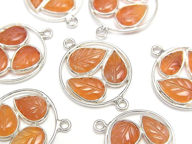 Bezel Setting, Carnelian, Leaf Gemstone Beads