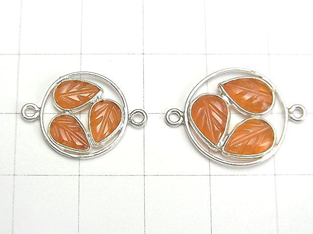 [Video] High Quality Carnelian AAA Bezel Setting Leaf motif 13-16 mm [Medium color] Both Side 1pc $5.79
