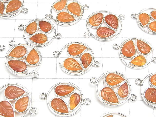 [Video] High Quality Carnelian AAA Bezel Setting Leaf motif 13-16 mm [Medium color] Both Side 1pc $5.79