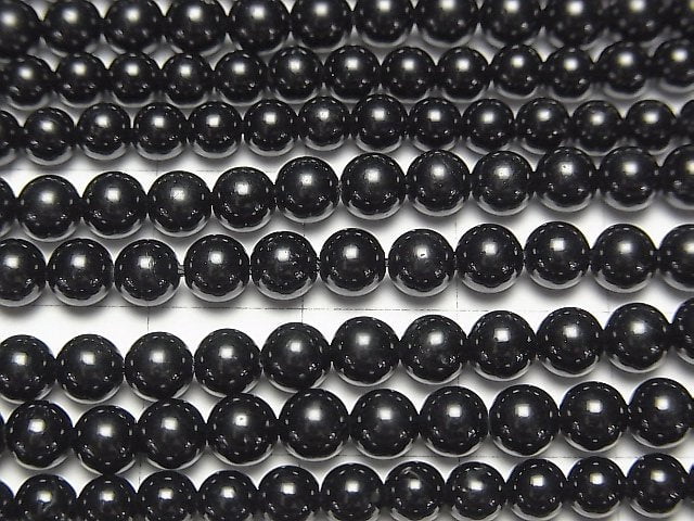 [Video] Black Tourmaline AAA Round 4mm half or 1strand beads (aprx.15inch/38cm)