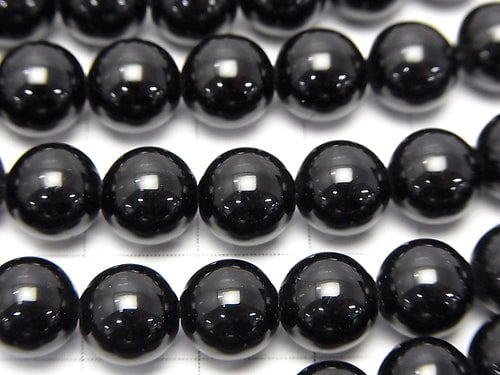 Black Tourmaline AAA Round 8mm half or 1-strand beads (approx. 15 inches/38 cm)