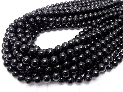 Black Tourmaline AAA Round 8mm half or 1strand beads (aprx.15inch/36cm)