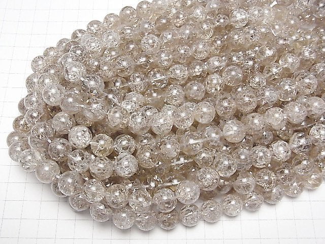 Crackle Smoky Quartz Round 12mm half or 1strand beads (aprx.15inch/37cm)