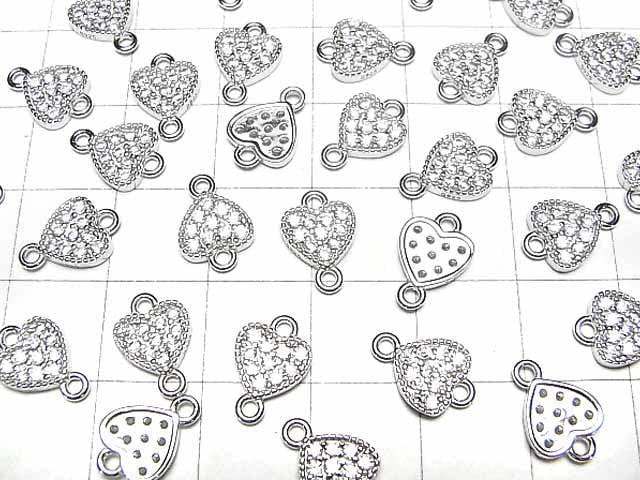 Silver925 joint parts heart motif (with CZ) 7x7x2mm 1pc