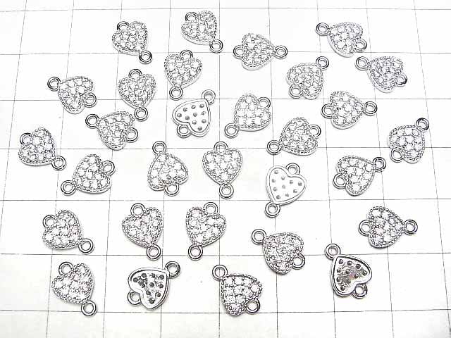 Silver925 joint parts heart motif (with CZ) 7x7x2mm 1pc