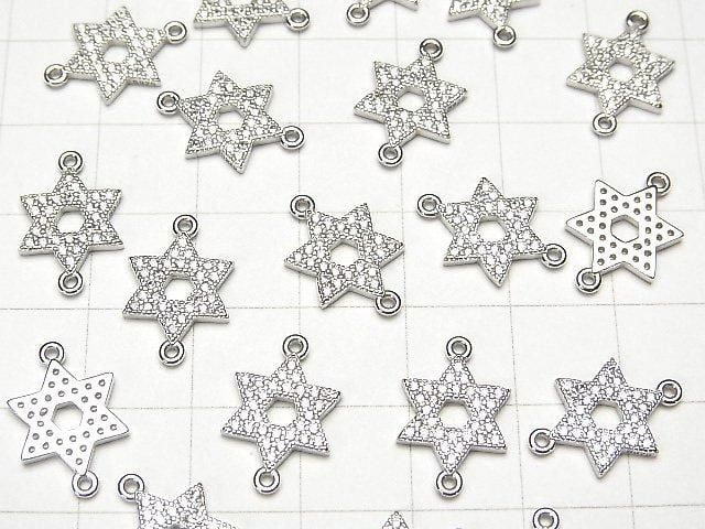 Silver 925 Joint Part, Star Motif (with CZ), 11x10x2mm, 1pc