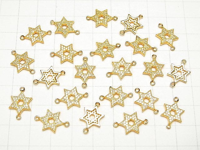 1pc $4.79! Silver925 Joint Part Star Motif (with CZ) 11 x 10 x 2 mm 18 KGP 1 pc