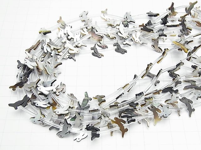 1strand $6.79! High Quality Black Shell (Black-lip Oyster) AAA Usagi Shape Black 1strand (Approx 18pcs)