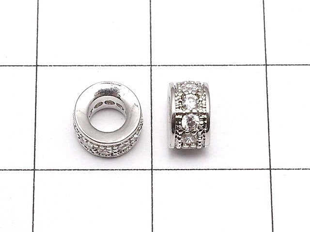 Metal Parts Roundel 6 x 6 x 4 mm Silver Color (with CZ) 3pcs $4.79!