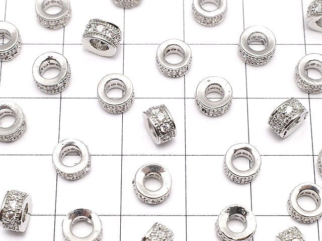 Metal Parts Roundel 6 x 6 x 4 mm Silver Color (with CZ) 3pcs $4.79!