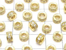 Metal Rondelle 6x6x3mm Gold (with CZ) 3pcs