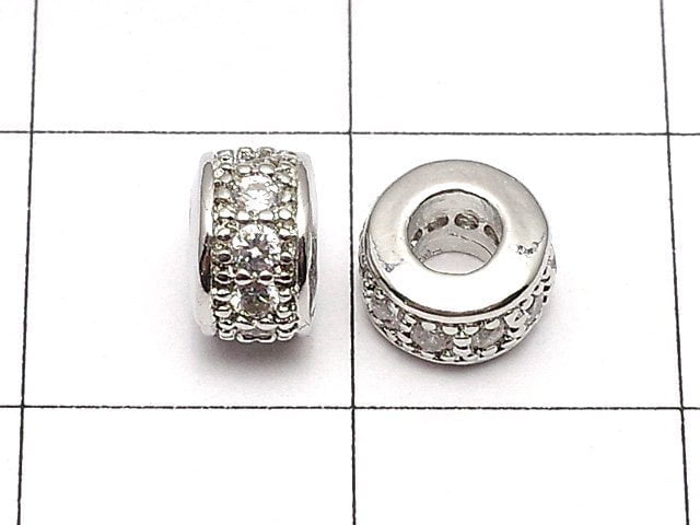 Metal Parts Roundel 6x6x3.5 Silver Color (with CZ) 3pcs $4.79!