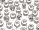 Metal parts Rondelle 6x6x3.5mm Silver color (with CZ) 3pcs