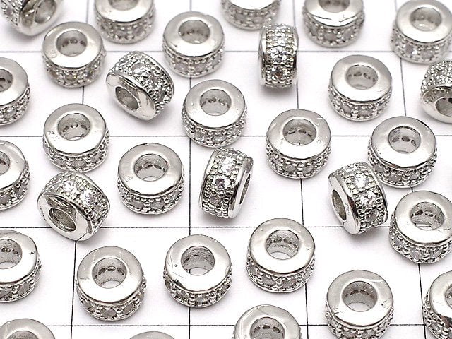 Metal Parts Roundel 6x6x3.5 Silver Color (with CZ) 3pcs $4.79!