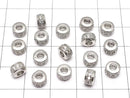 Metal parts Rondelle 6x6x3.5mm Silver color (with CZ) 3pcs