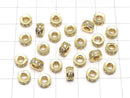 Metal parts Rondelle 6x6x3.5mm Gold color (with CZ) 3pcs
