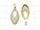 Metal parts CZ charm Marquise 32x13mm Gold color 1pc