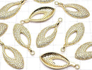 Metal parts CZ charm Marquise 32x13mm Gold color 1pc