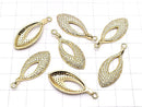 Metal parts CZ charm Marquise 32x13mm Gold color 1pc