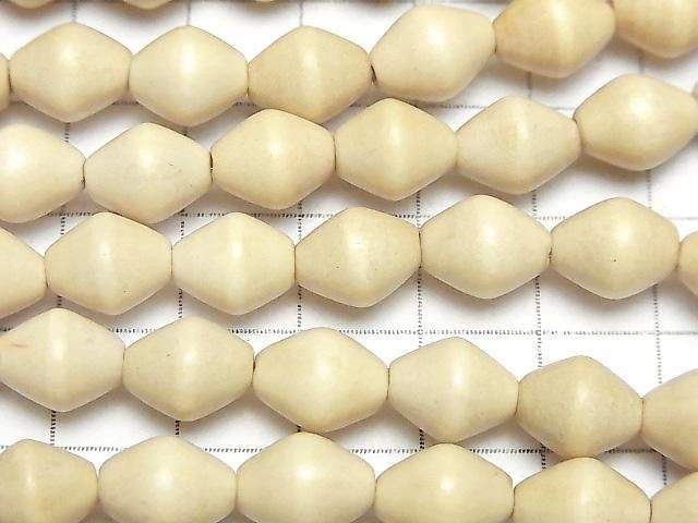 白木刻面米珠 10x8x8毫米 1串（約15英吋/38公分）