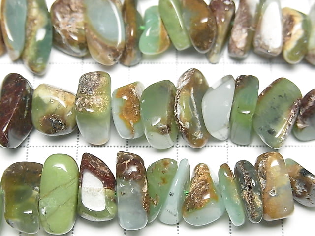 [Video] Chrysoprase AA Chips (Small Nugget) 1strand beads (aprx.15inch / 38cm) with host rock