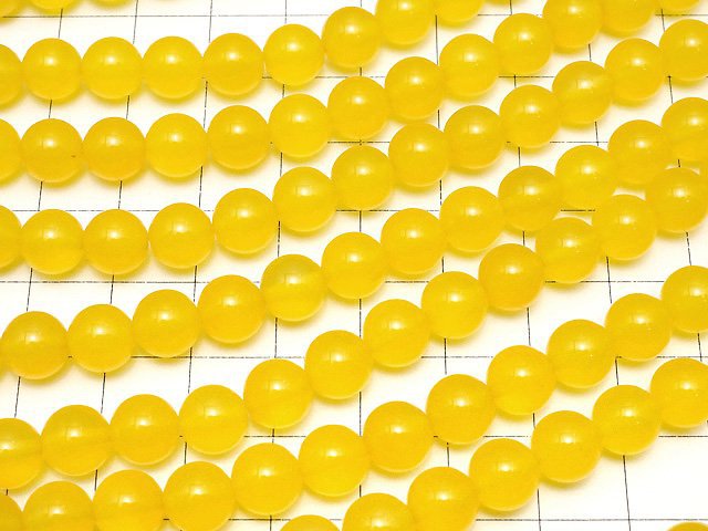 Yellow color Chalcedony Round 8mm 1strand beads (aprx.15inch/36cm)