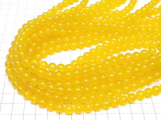 Yellow color Chalcedony Round 8mm 1strand beads (aprx.15inch/36cm)