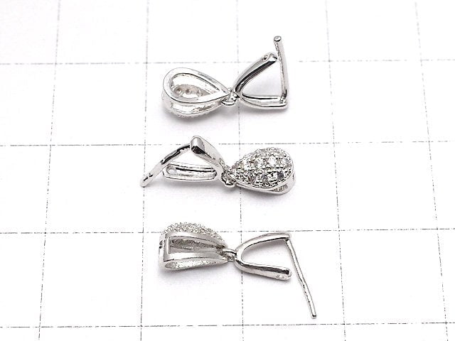 Metal Parts Pendant Bail  Silver Color (with CZ) NO.1 2pcs