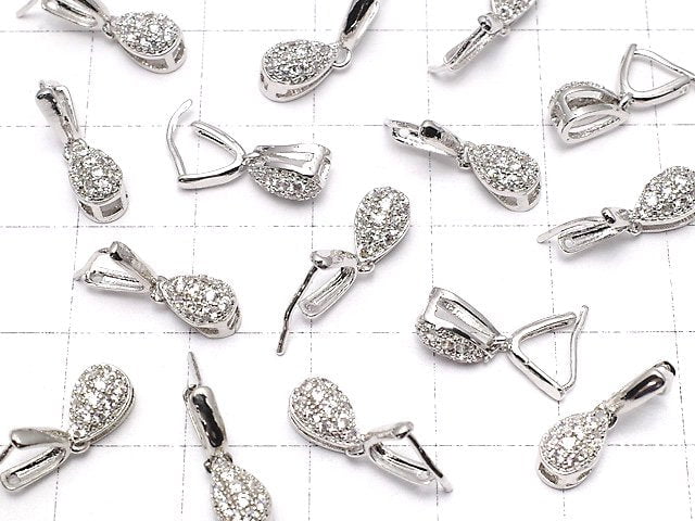 Metal Parts Pendant Bail  Silver Color (with CZ) NO.1 2pcs