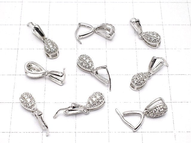 Metal Parts Pendant Bail  Silver Color (with CZ) NO.1 2pcs