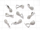 Metal parts pendant Bail Silver color (with CZ) NO.1 2pcs