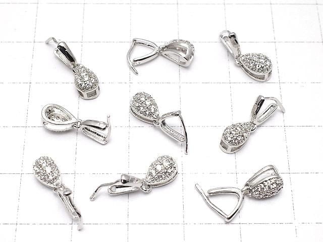 Metal parts pendant Bail Silver color (with CZ) NO.1 2pcs