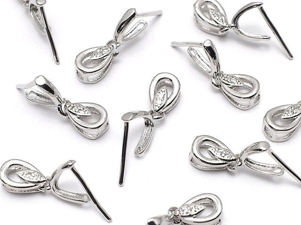 Metal parts pendant Bail Silver color (with CZ) NO.2 2pcs