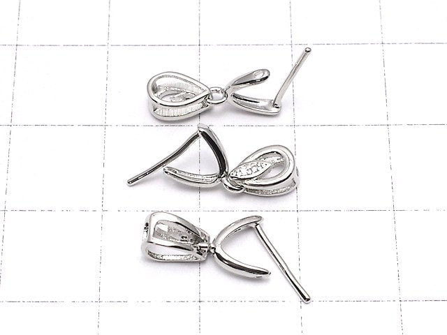 Metal parts pendant Bail Silver color (with CZ) NO.2 2pcs