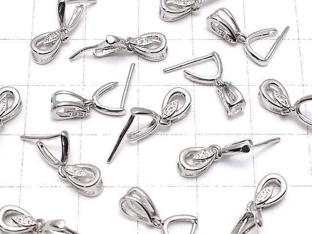 Metal parts pendant Bail Silver color (with CZ) NO.2 2pcs