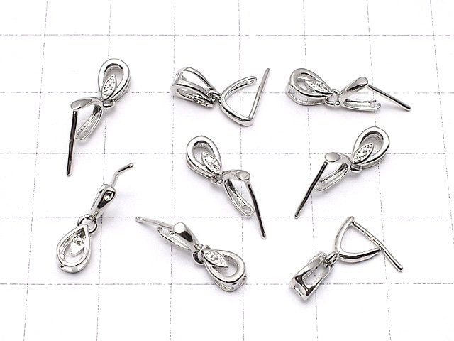 Metal parts pendant Bail Silver color (with CZ) NO.2 2pcs