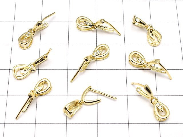 Metal parts pendant Bail Gold color (with CZ) NO.2 2pcs