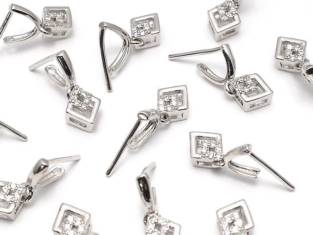 Metal parts pendant Bail Silver color (with CZ) NO.3 2pcs