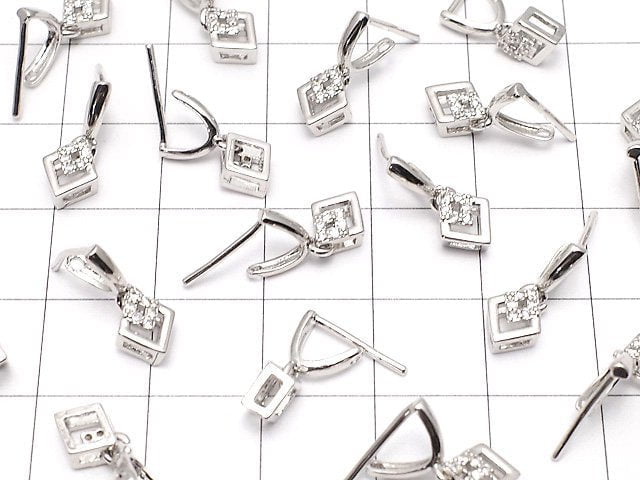 Metal parts pendant Bail Silver color (with CZ) NO.3 2pcs