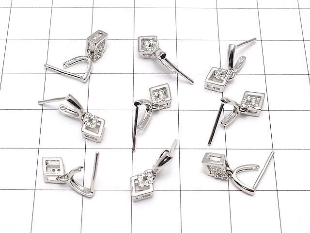 Metal parts pendant Bail Silver color (with CZ) NO.3 2pcs