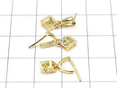 Metal Pendant Bail, Gold Color (with CZ), No. 3, 2 pieces