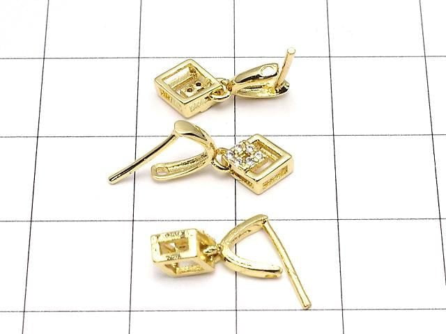 Metal Pendant Bail, Gold Color (with CZ), No. 3, 2 pieces