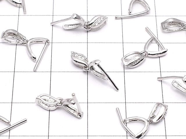Metal parts pendant Bail Silver color (with CZ) NO.4 2pcs