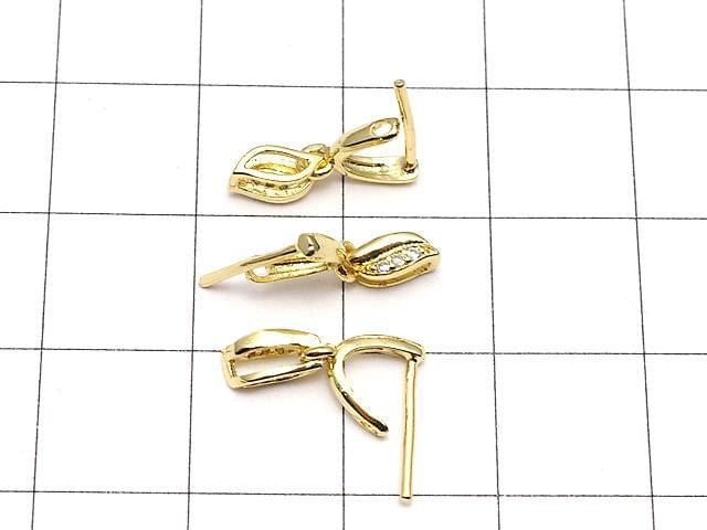 Metal parts pendant Bail Gold color (with CZ) NO.4 2pcs