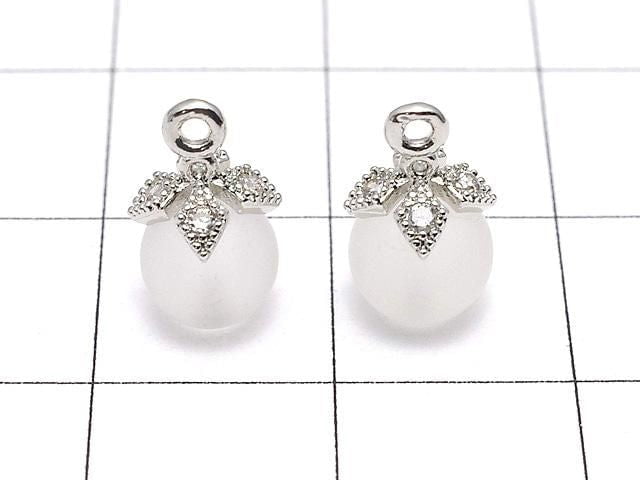 Metal parts, Screw Eye, Silver color (with CZ), 2 pieces