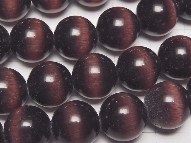 [Video] Purple color Cat's Eye Round 12mm 1strand beads (aprx.14inch/34cm)