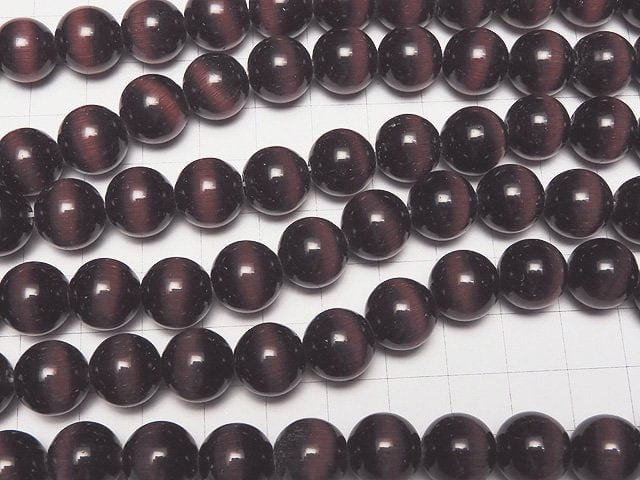 [Video] Purple color Cat's Eye Round 12mm 1strand beads (aprx.14inch/34cm)