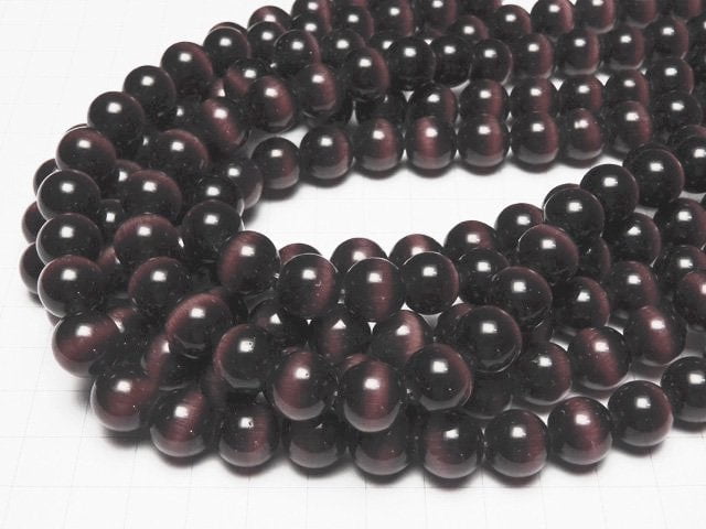 [Video] Purple color Cat's Eye Round 12mm 1strand beads (aprx.14inch/34cm)