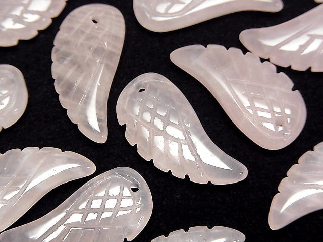 [Video] Rose Quartz AA+ Angel Wing  24x12mm 3pcs